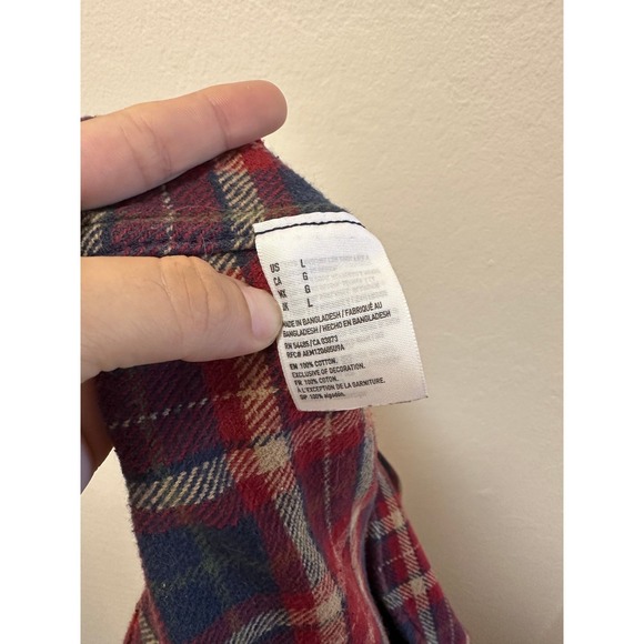 Mens American Eagle Flannel Shirt Medium Red Plaid Barn Thick Warm, Size L - Picture 10 of 10